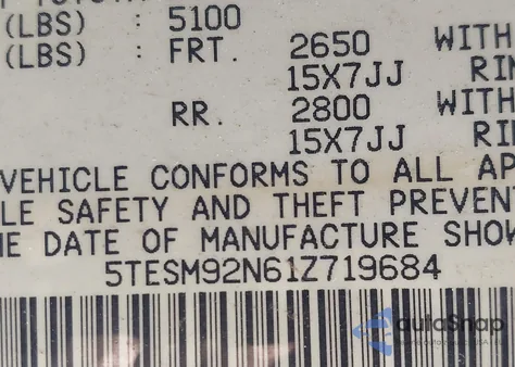 2001 Toyota Tacoma Prerunner from USA, damaged, VIN 5TESM92N61Z719684